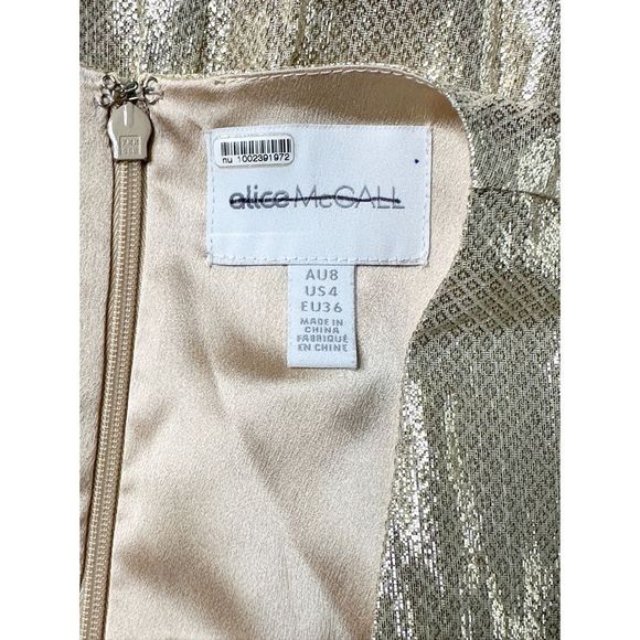 Alice McCall Astral Plane Cap Sleeve Metallic Gold Mini Dress - Picture 9 of 9